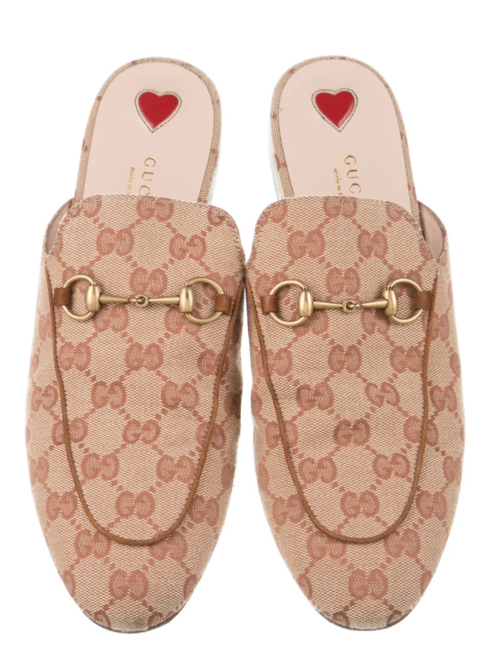 Gucci Beige/Tan GG Canvas Horsebit Mule Loafers